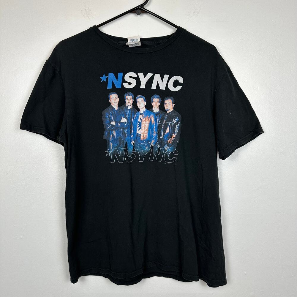 Delta Soft Unisex Adult Nsync 90s Boy Band Print Crewneck Black T-Shirt Large
